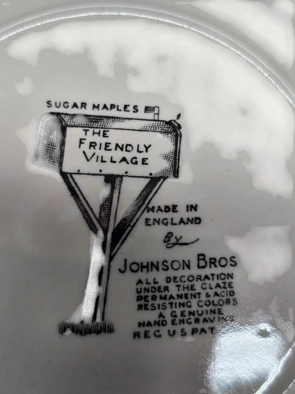 Johnson Brothers Scenic Covered Bridge Dinner Plate in White, Brown & Green